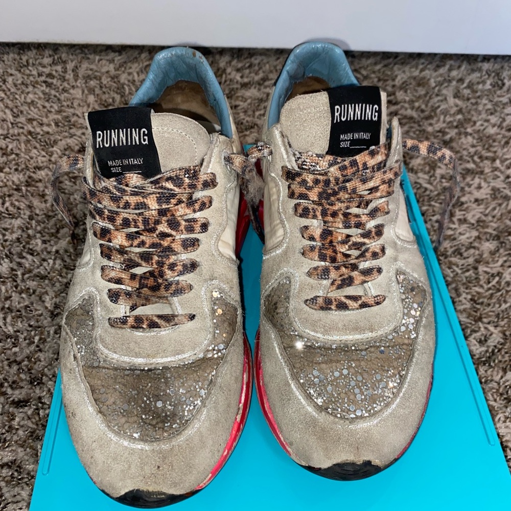 Golden Goose Running Sole Glitter Sneakers